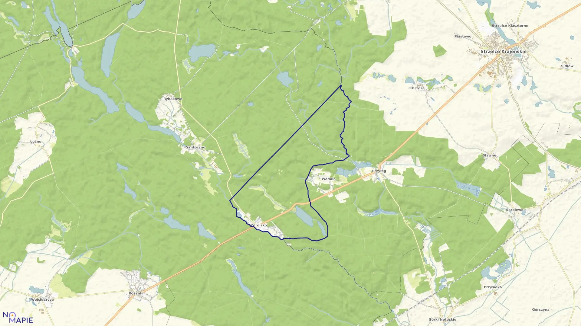 Mapa obrębu Zdroisko w gminie Kłodawa